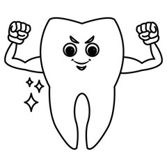 Cute tooth cartoon icon vector illustration graphic design