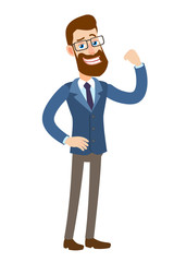 Hipster Businessman showing how strong he is