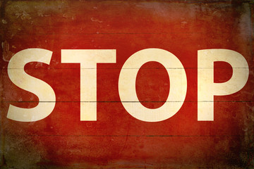 Hand Painted Wood Panel - Old Stop Sign
