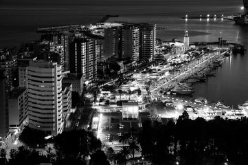Malaga, Spain. Aerial view of apartment buildings and hotels