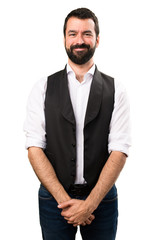 Happy cool man on isolated white background