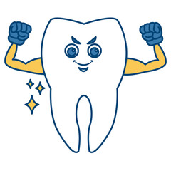 Cute tooth cartoon icon vector illustration graphic design