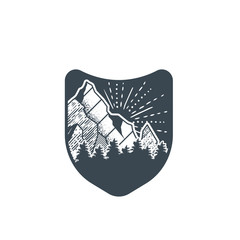 vector Adventure vintage logo on mountain badge