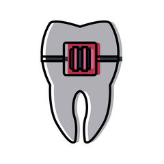 Tooth with bracket icon vector illustration graphic design