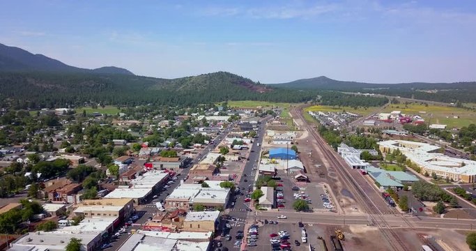 Aerial view of the Williams city in Arizona on the way to the Grand Canyon. Route 66.