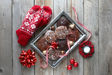 Christmas background with Nuremberg gingerbread
