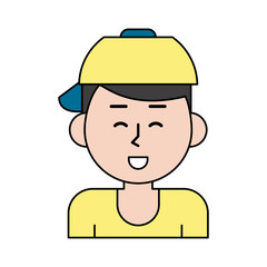 happy boy with hat or cap icon image vector illustration design 