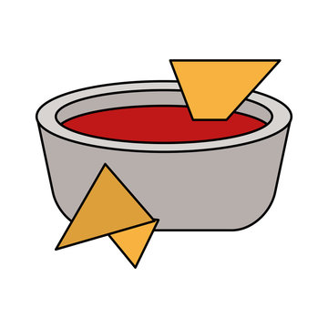 tortilla chips with salsa icon image vector illustration design 