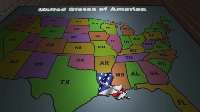 Louisiana pull out from USA states abbreviations map