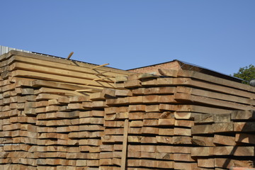 Boards stacked on a pile