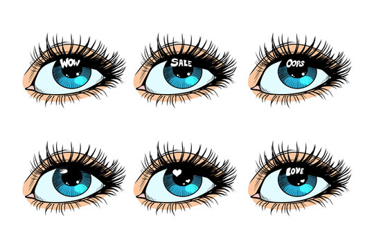 Female eye set glare in the pupil