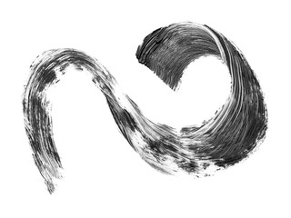 Black mascara brush stroke isolated on white