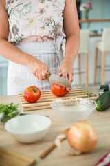 woman preparing a gazpacho