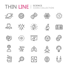 Collection of science thin line icons