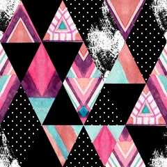 Behang Aquarel sierlijke rhombuses naadloze patroon. © Tanya Syrytsyna