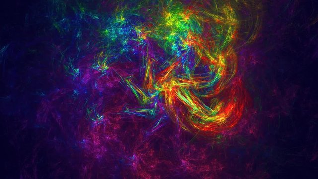 Futuristic Modern Dynamic Animation with dark Blue Background with rotation. High quality and high resolution rendering with multicolor scale. Fractal animation. Abstract pattern. Zoom effect.