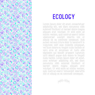 Ecology and green energy concept with thin bicolor line icons for environmental, recycling, renewable energy, nature. Vector illustration for banner, web page, print media.