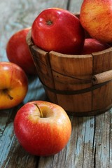 Autumn Fall background with apples, selective focus