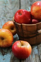 Autumn Fall background with apples, selective focus