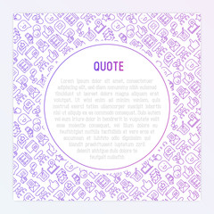 Testimonials and quote concept with thin line icons of review, feedback, survey, comment. Vector illustration for banner, web page, print media with place for text.