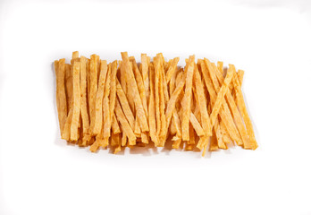 Fish sticks on a white background.