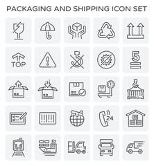 Vector line of packaging and shipping icon set.