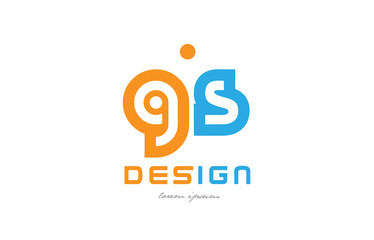 gs g s orange blue alphabet letter logo combination