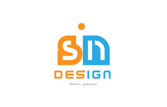 sn s n orange blue alphabet letter logo combination