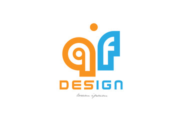 qf q f orange blue alphabet letter logo combination