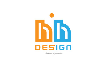 hh h h orange blue alphabet letter logo combination