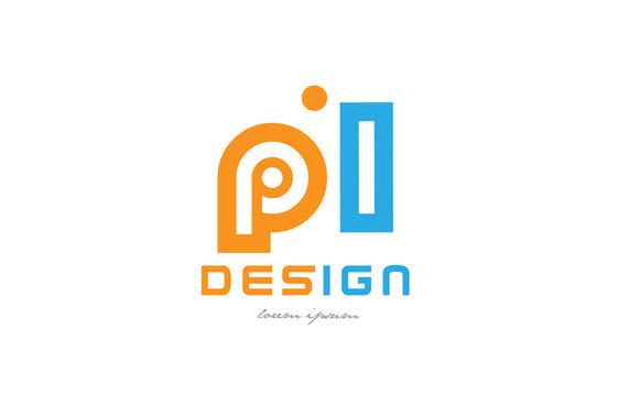 pl p l orange blue alphabet letter logo combination