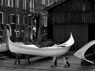 Fototapeta na wymiar Boat Maker in Venice - 17th May 2013