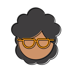 woman with glasses and curly hair icon image vector illustration design 