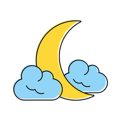 crescent moon and clouds icon image vector illustration design 