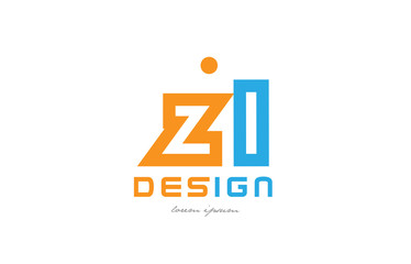 zl z l orange blue alphabet letter logo combination