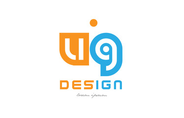 ug u g orange blue alphabet letter logo combination