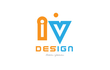 iv i v orange blue alphabet letter logo combination