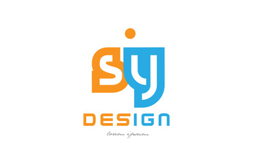 sy s y orange blue alphabet letter logo combination