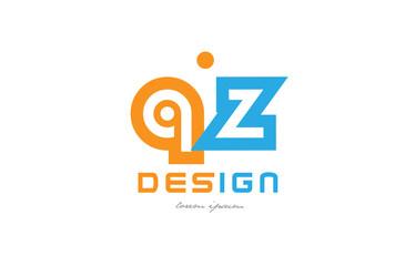 qz q z orange blue alphabet letter logo combination