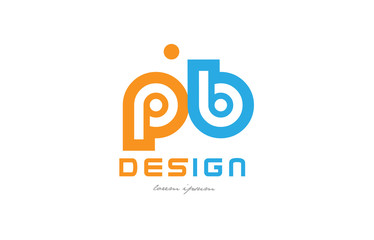 Obraz premium pb p b orange blue alphabet letter logo combination