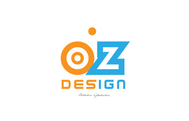 oz o z orange blue alphabet letter logo combination