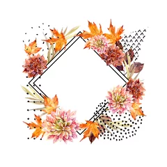 Abwaschbare Fototapete Grafikdrucke Herbst Aquarell Blumenarrangement
