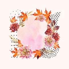 Plaid avec motif Impressions graphiques Arrangement floral aquarelle d& 39 automne
