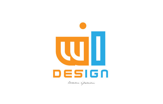 wl w l orange blue alphabet letter logo combination