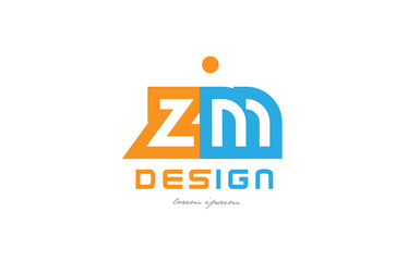 zm z m orange blue alphabet letter logo combination