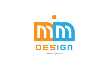 mm m m orange blue alphabet letter logo combination