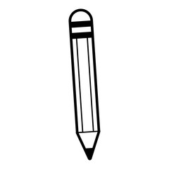 pencil with eraser icon image vector illustration design  black and white
