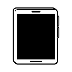 tablet with blank screen icon image vector illustration design  black and white