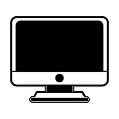 computer monitor with blank screen icon image vector illustration design  black and white