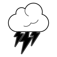 thunderbolts and cloud weather icon image vector illustration design  black and white